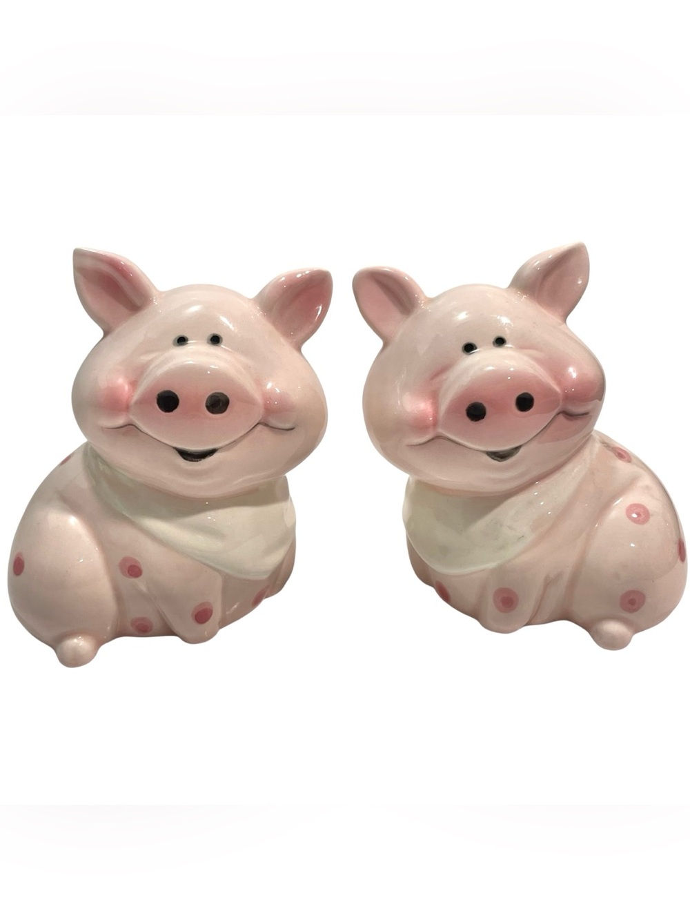 Vintage 1980s Anthropomorphic Pink Spotty Pig Ceramic Salt and Pepper Shakers